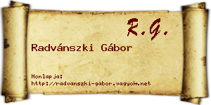 Radvánszki Gábor névjegykártya